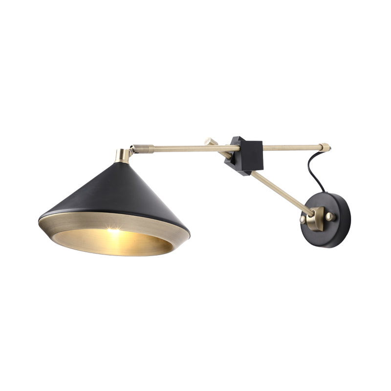 DecorBites™ Adjustable Metal Sconce: Modern Wall Light with Flared Design and 1-Bulb Capacity in White/Black