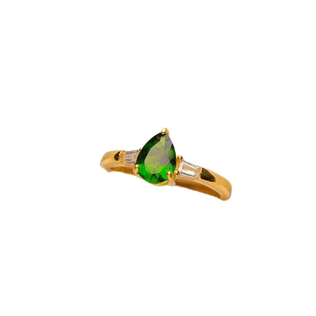 Popular Natural Diopside S925 Silver Ring
