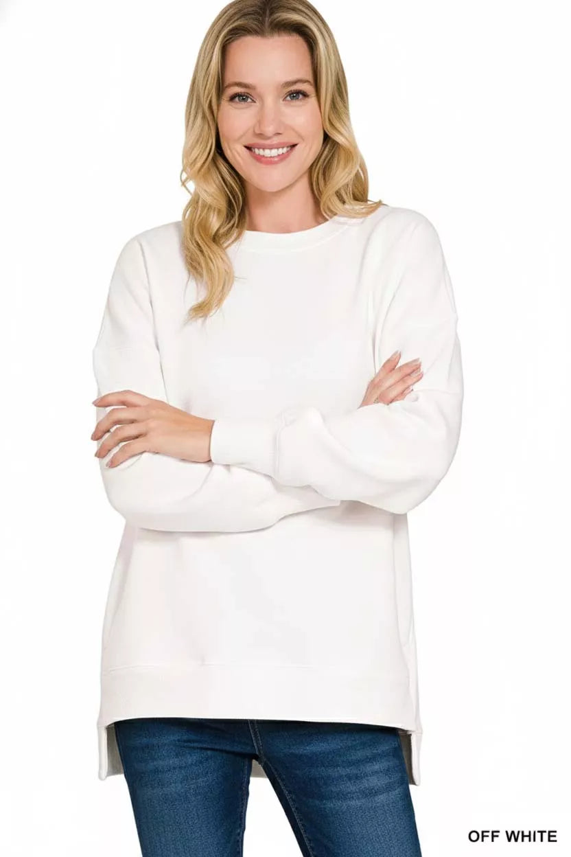 Fleece Hi-low Boyfriend Sweatshirts with Pockets