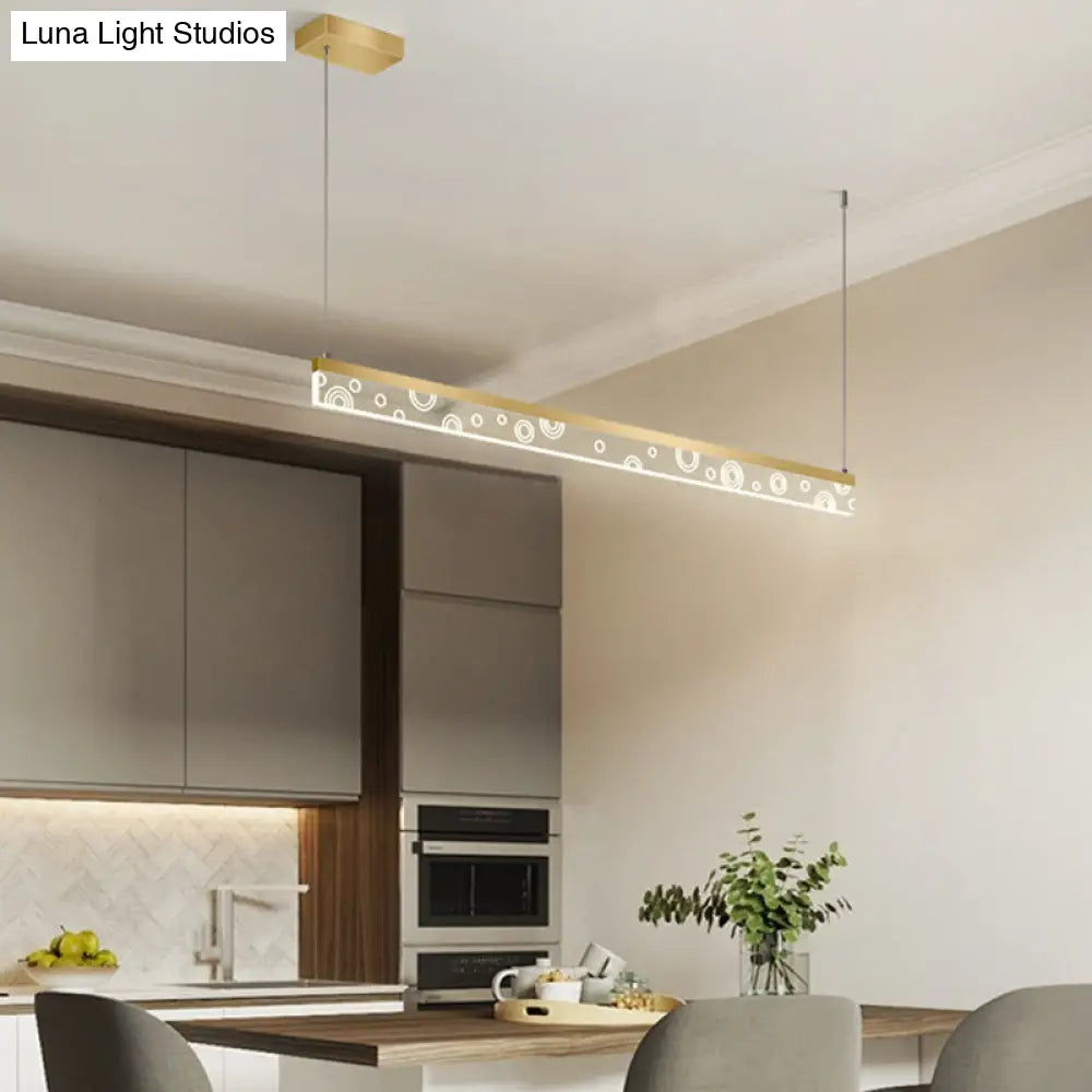 DecorBites™ 35.5"/47" L Island Lamp Aluminum Dining Room LED Hanging Light Fixture in Gold, Warm/White Light