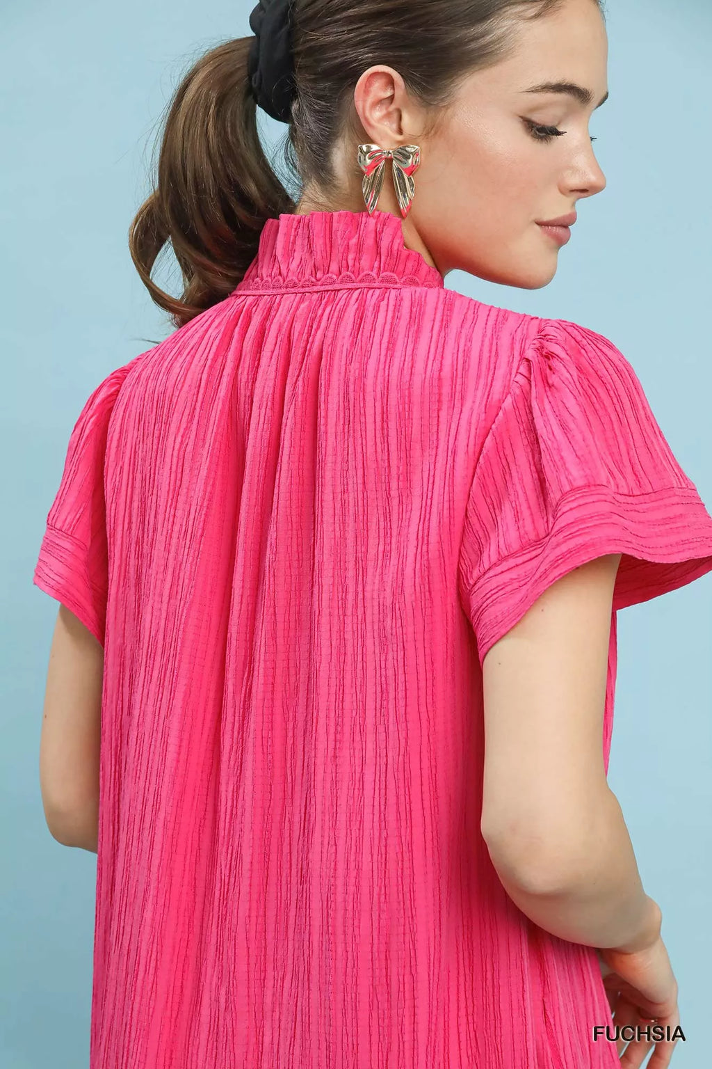 Flutter Sleeve V-Neck Shift Dress
