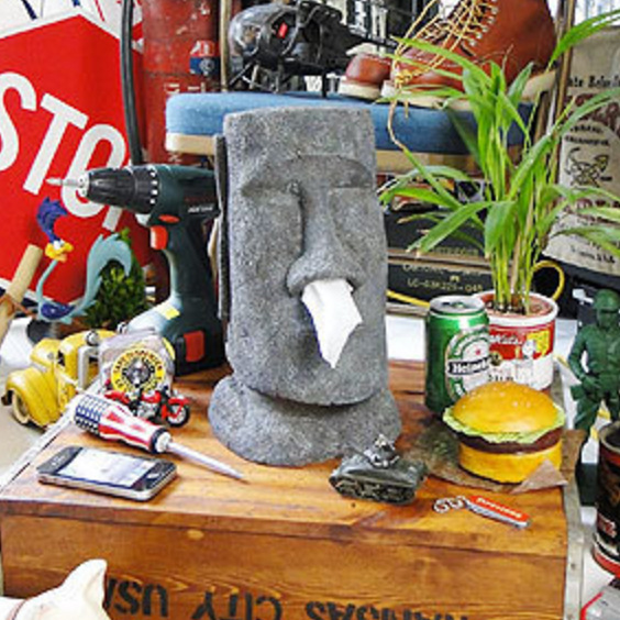Easter island stone face like MOAI tissue box