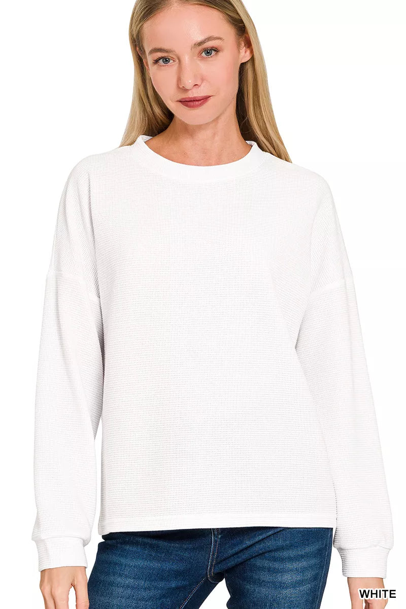 Double Knit Round Neck Long Sleeve Top