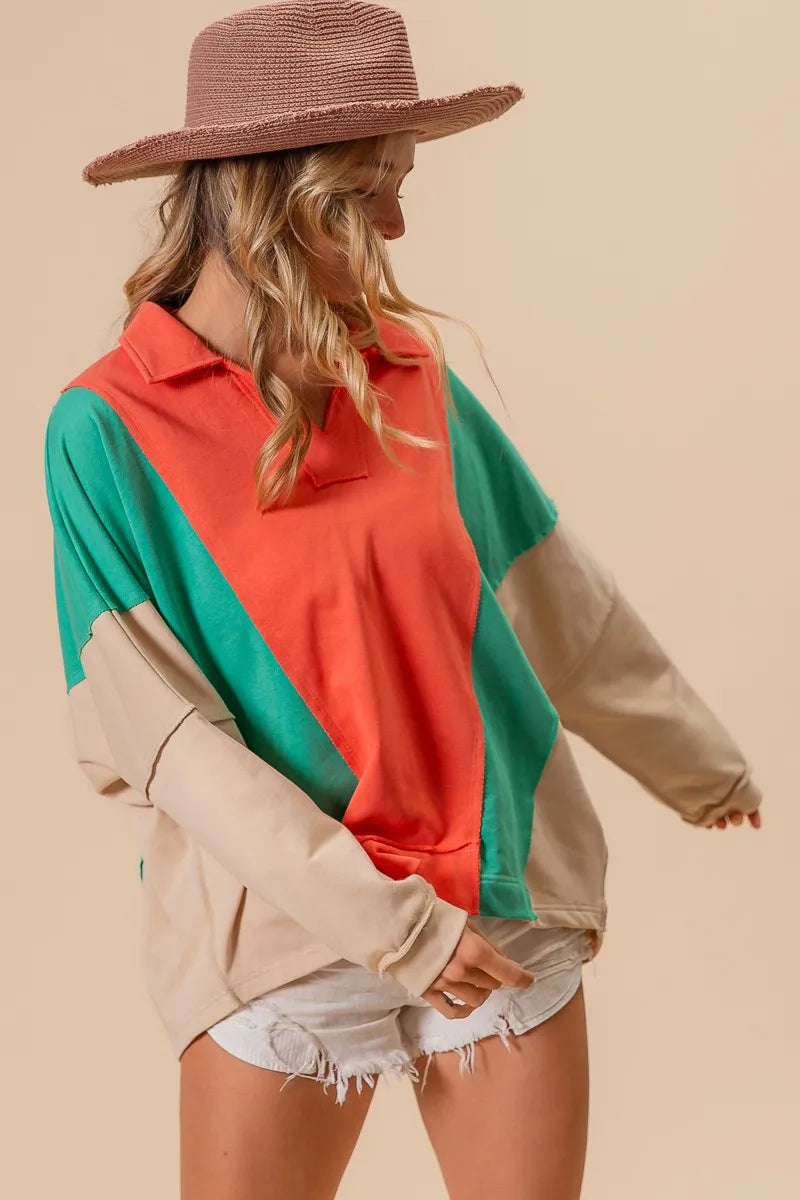 Colorblock Exposed Seam French Terry Sweatshirt