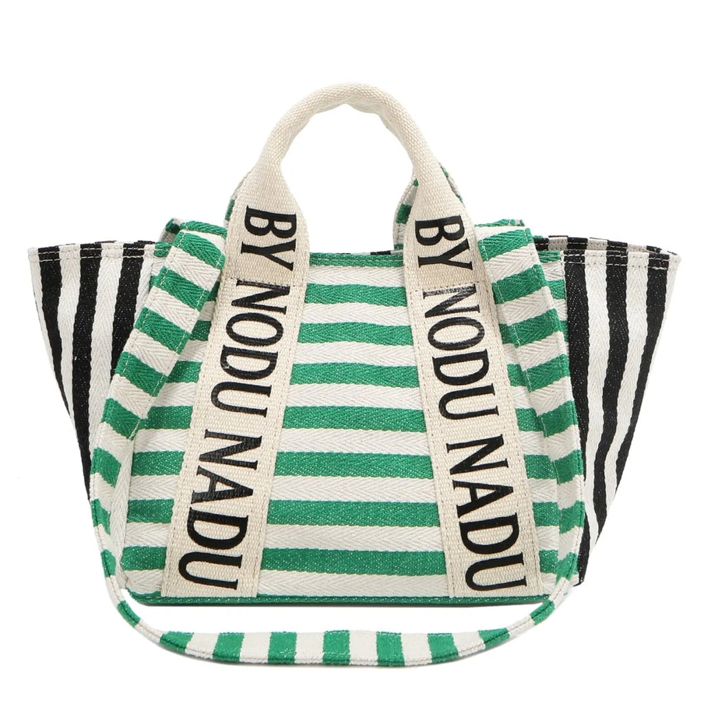 Letter Striped Tote Bag