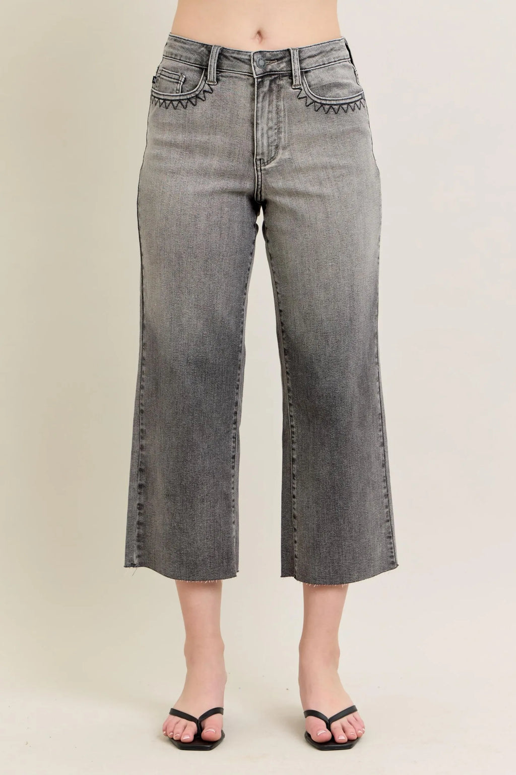 I am a Fashion Junky Blue Full Size Wide Leg Capris Jeans Plus Size