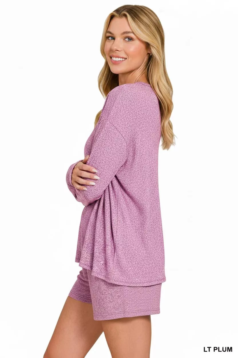 I am a Fashion junky Soft Melange Long Sleeve Tee and Shorts Set