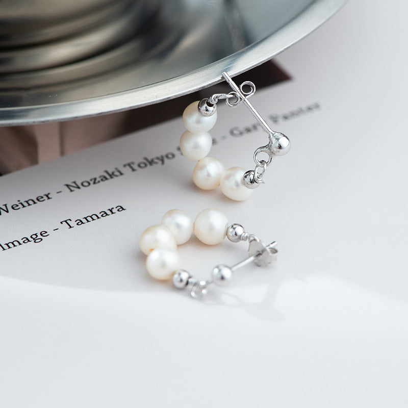 Women's S925 Silver Natural Pearl Earrings