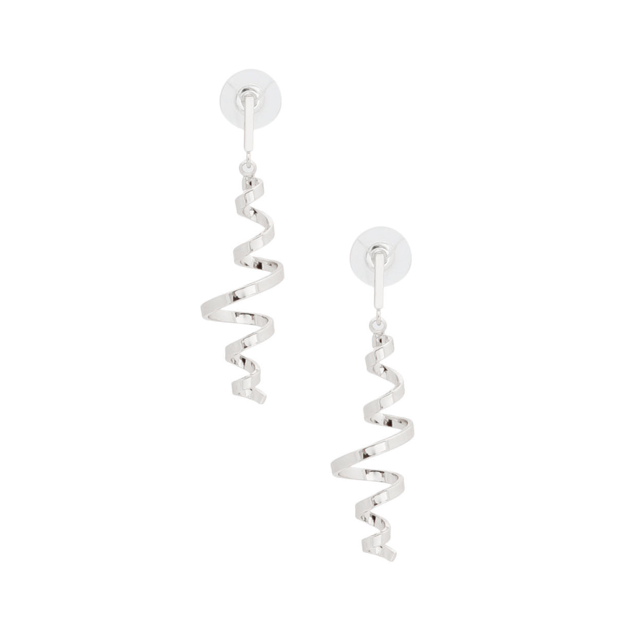 Spiral Curl Silver Metal Earrings – Trendy Statement Jewelry