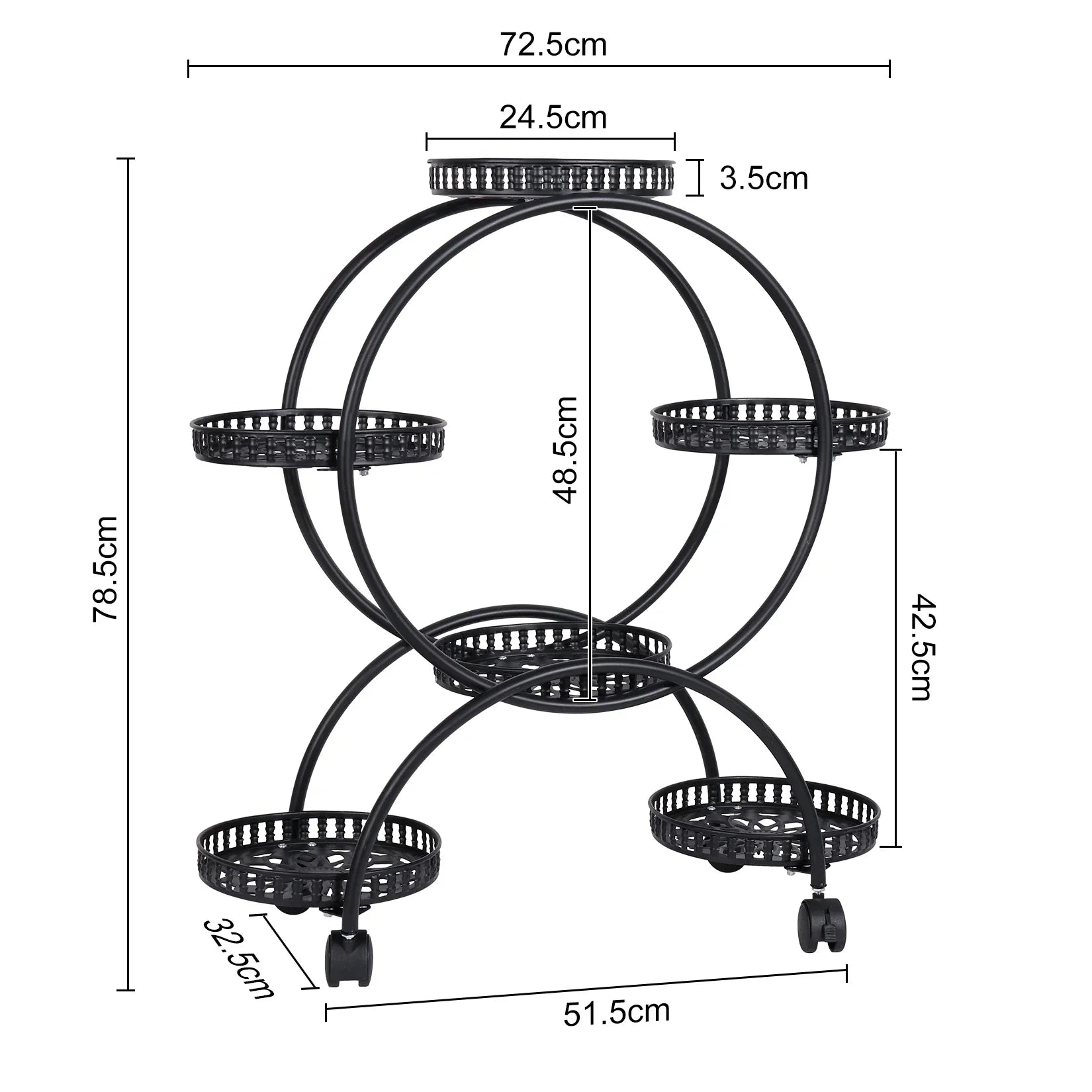 DecorBites™ 4-Wheel Plant Stand with 6 Pots