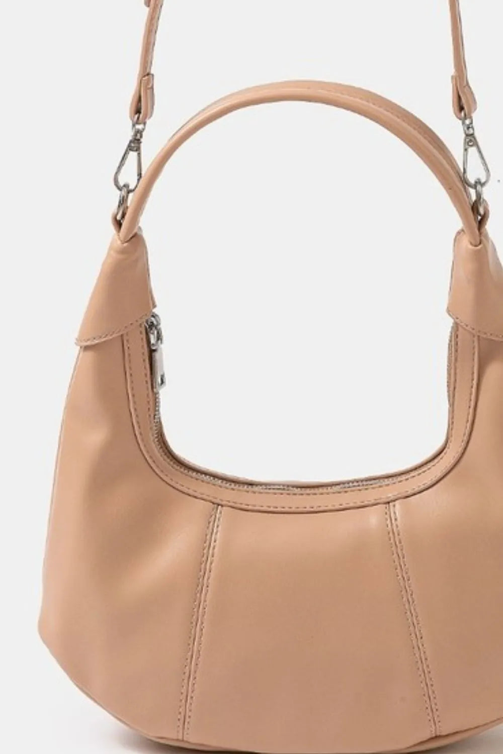 Faux Leather Round Multi Panel Hand Bag
