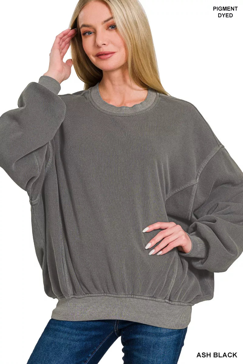Soft Fleece Pigment Dye Pullover