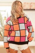 Multi Color Checker Pattern Sweater