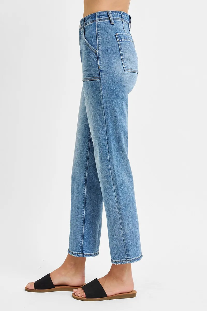 Full Size High Waisted Bootcut Cropped Jeans Plus Size