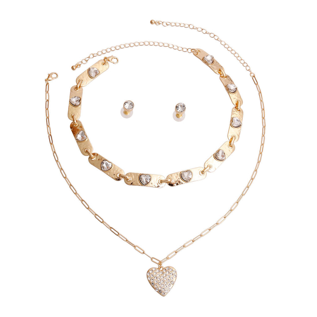 Choker Necklaces 2 Pcs Gold Link Heart Trendy Stylish Layered Jewelry