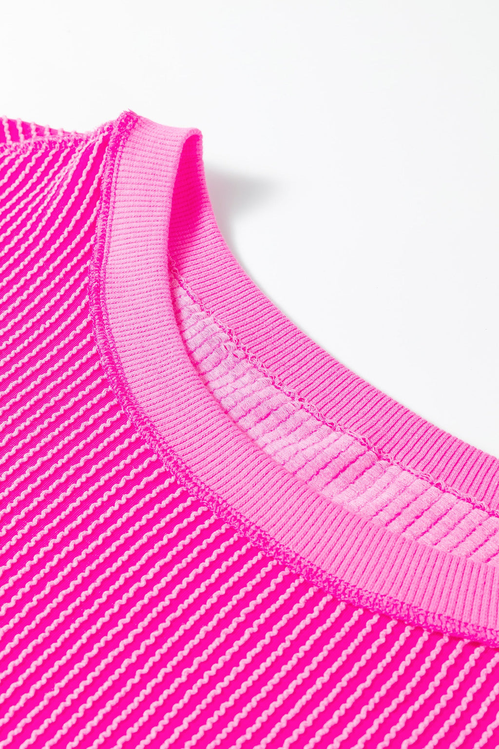 Rose Red Drop Shoulder Uneven Hem Plus Size Twisted Rib Top