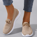 Women's Mesh Sports Walking Shoes - Breathable Flyknit Athletic Shoes with Medium Heel (3-5cm) in Apricot/White/Black (Sizes 36-42)