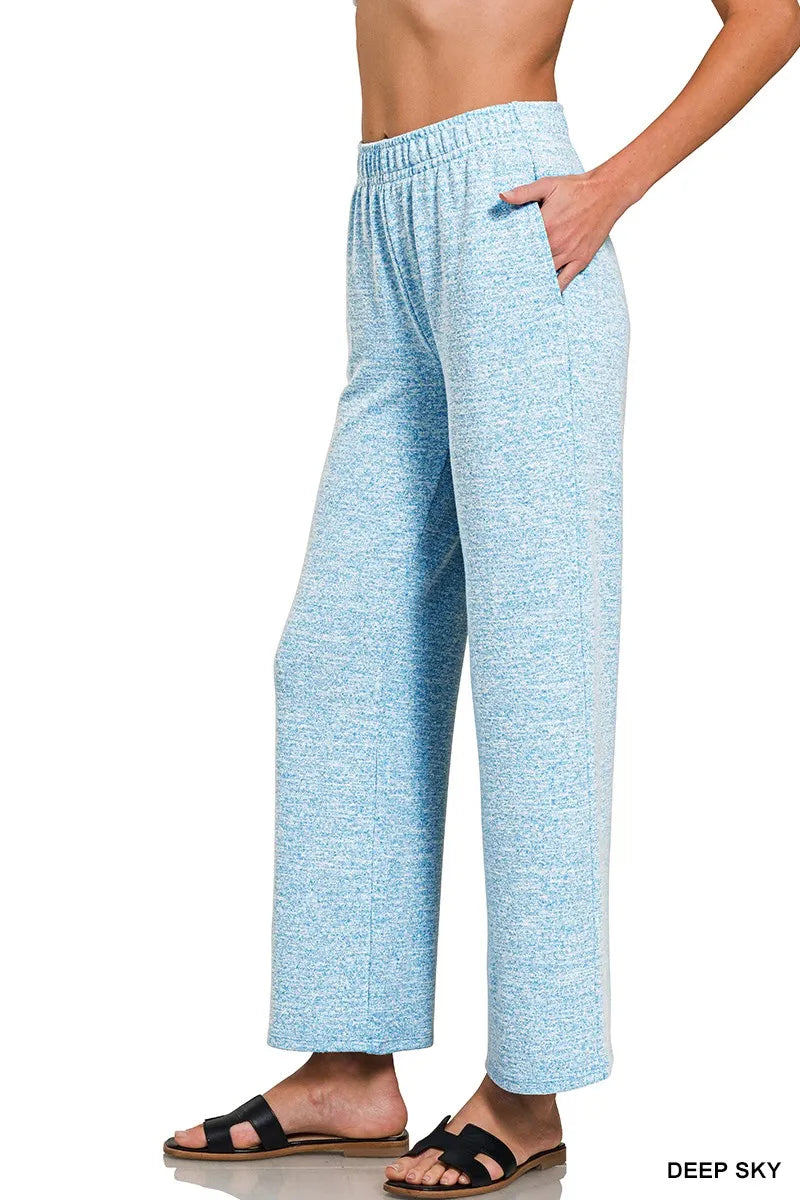 Soft Melange Hacci Elastic Waistband Lounge Pants