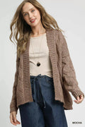 Chunky Cable Knit Open Front Cardigan