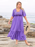 Flutter Sleeve Tiered Maxi Dress