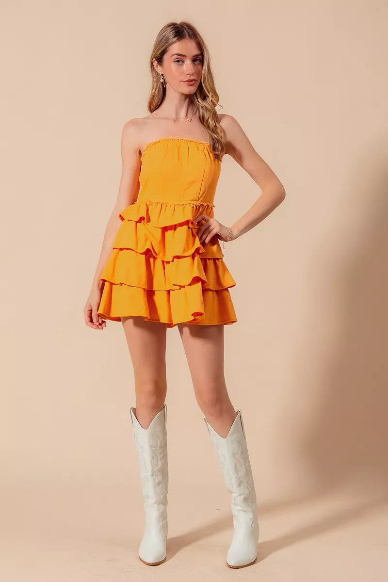 Strapless Ruffle Layered Game Day Cheer Up Dress