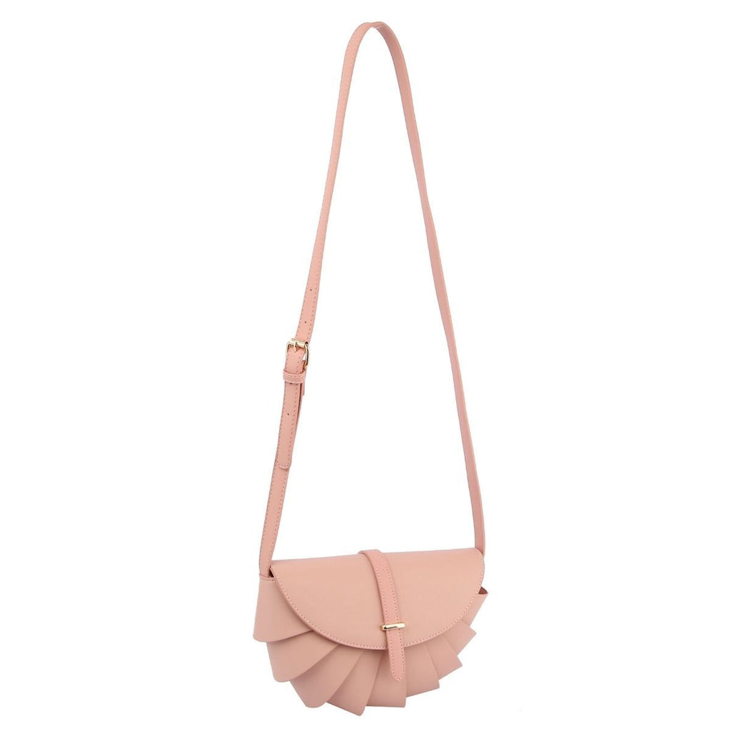 Fashion Handbag Blush Pleated Semicircle Crossbody Stylish Chic Accessory