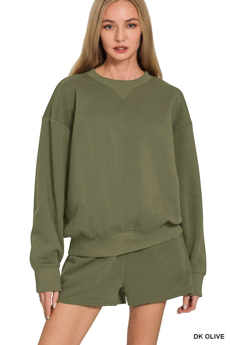 Fleece Long Sleeve Sweatshirts & Shorts Set