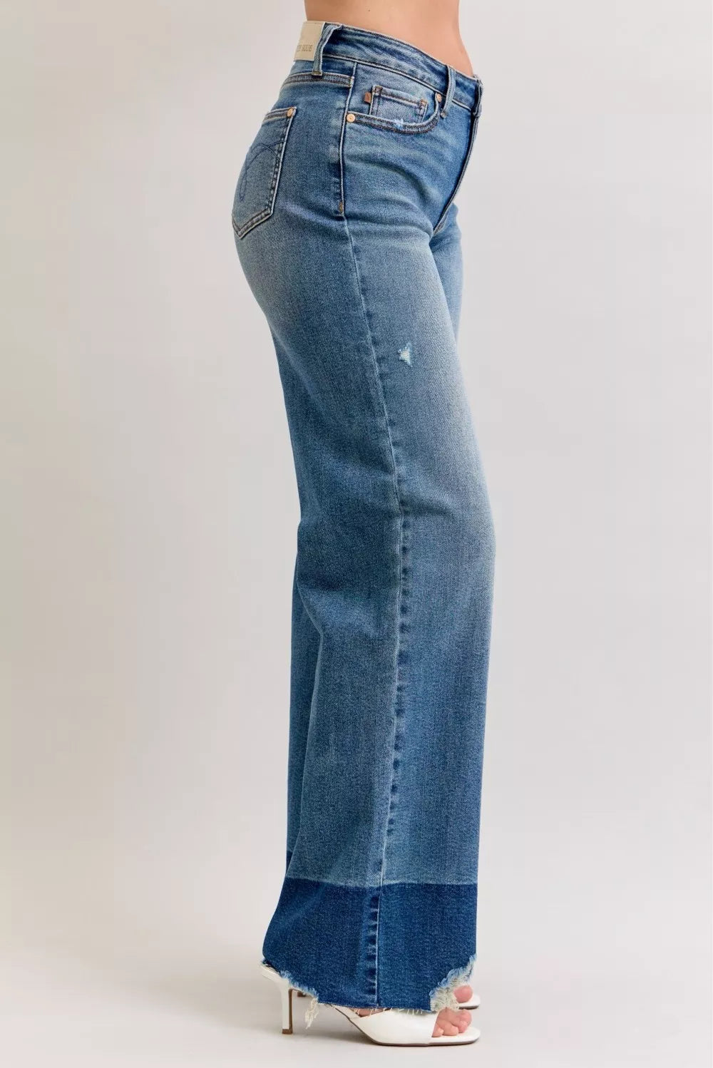 Raw Hem High Waist Column Straight Jeans