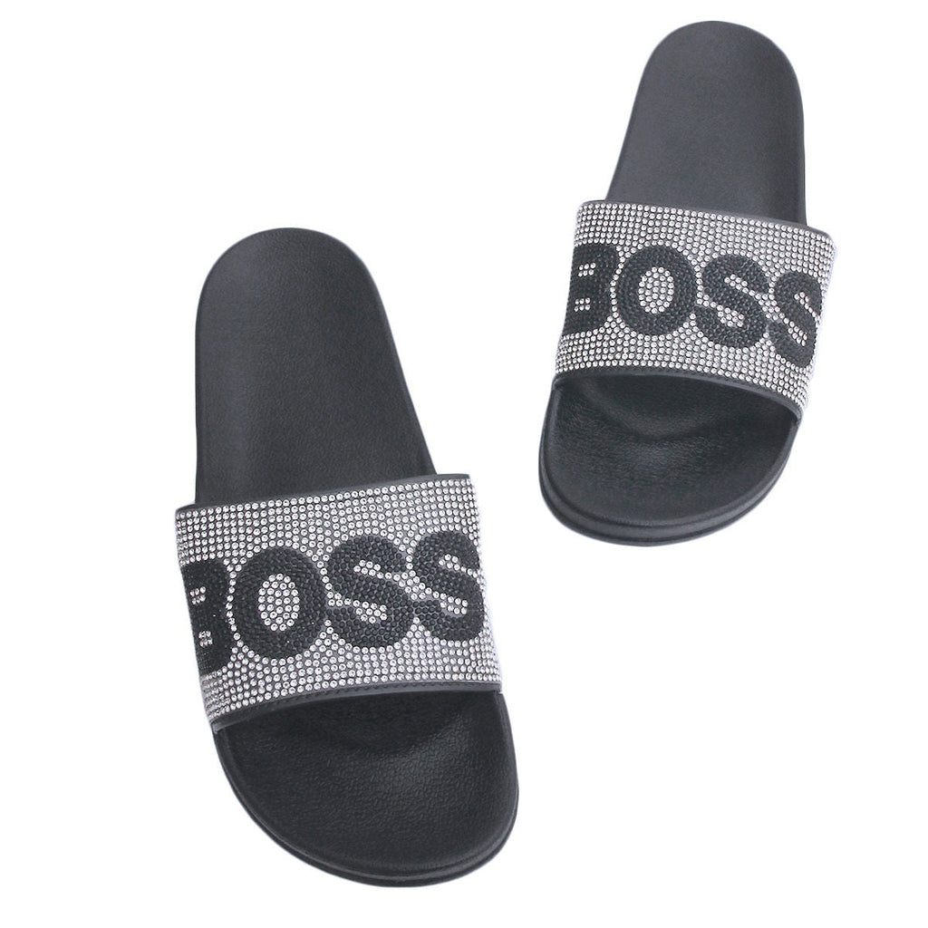 Slides Silver Size 9 Stylish Casual BOSS Black