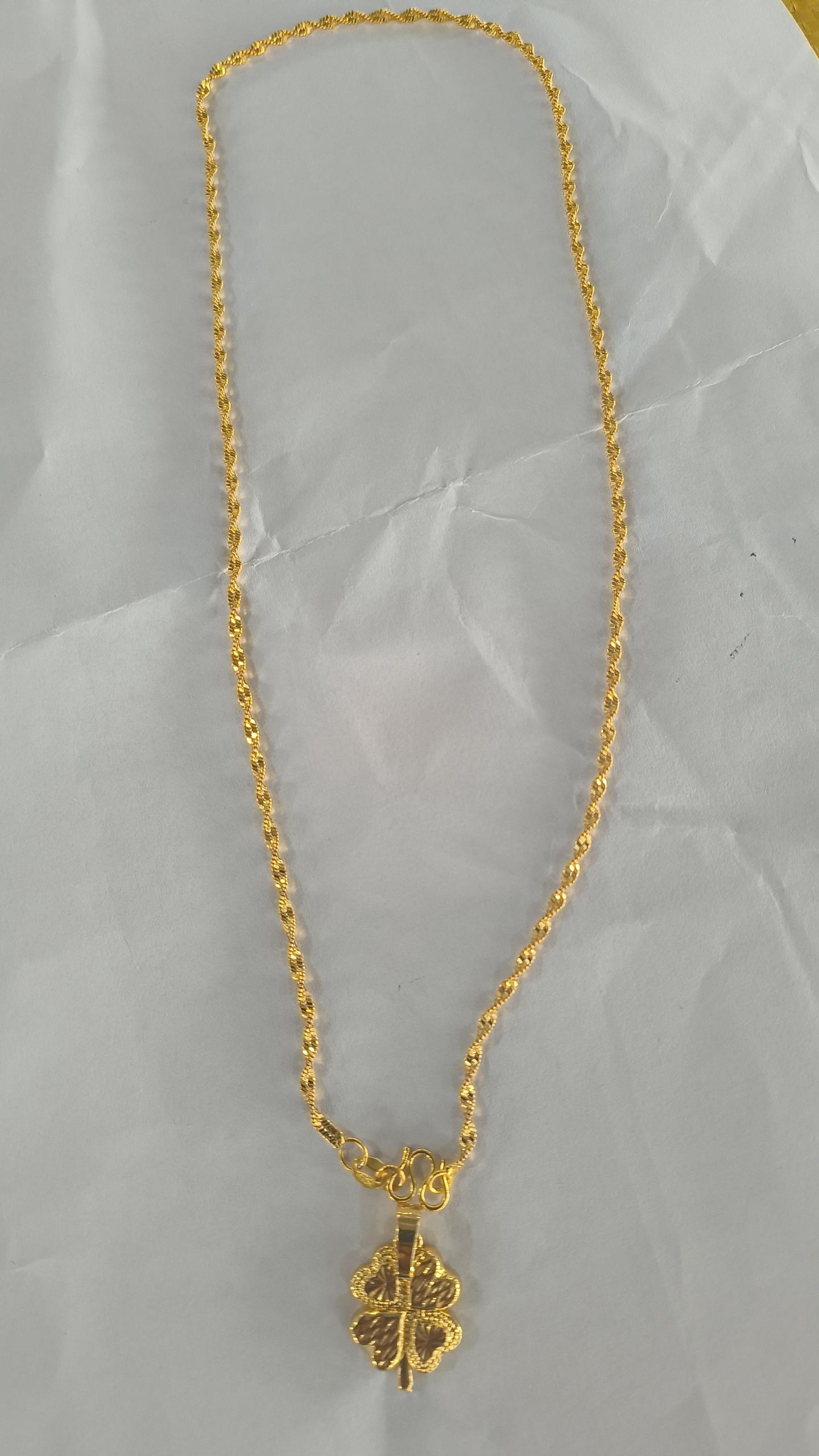Gold-plated Brass Pendant Necklace For Women, Water Wave Textured Collarbone Chain