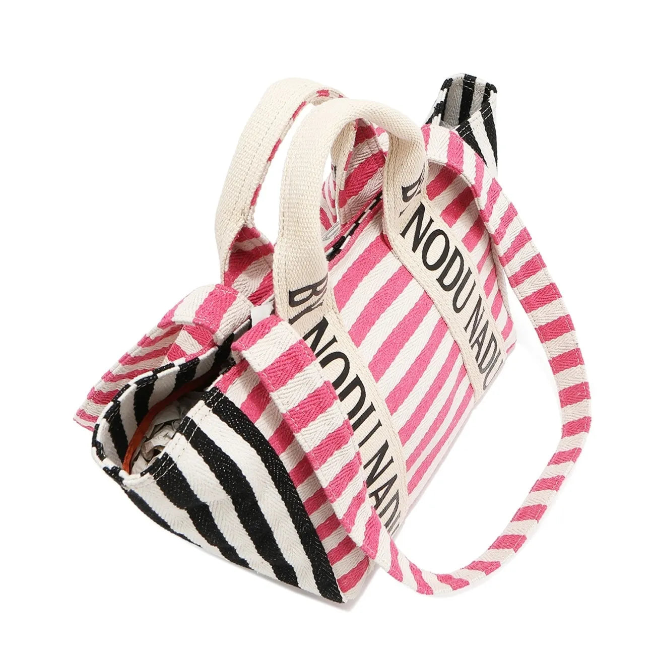 Letter Striped Tote Bag