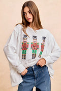 Christmas Sequin Nutcrackers Embroidery Sweatshirt