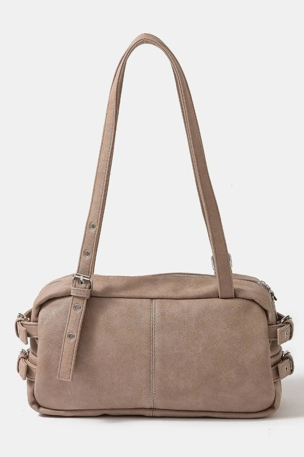 Multi Grommet Belt Strap Rustic Rectangular Hand Bag