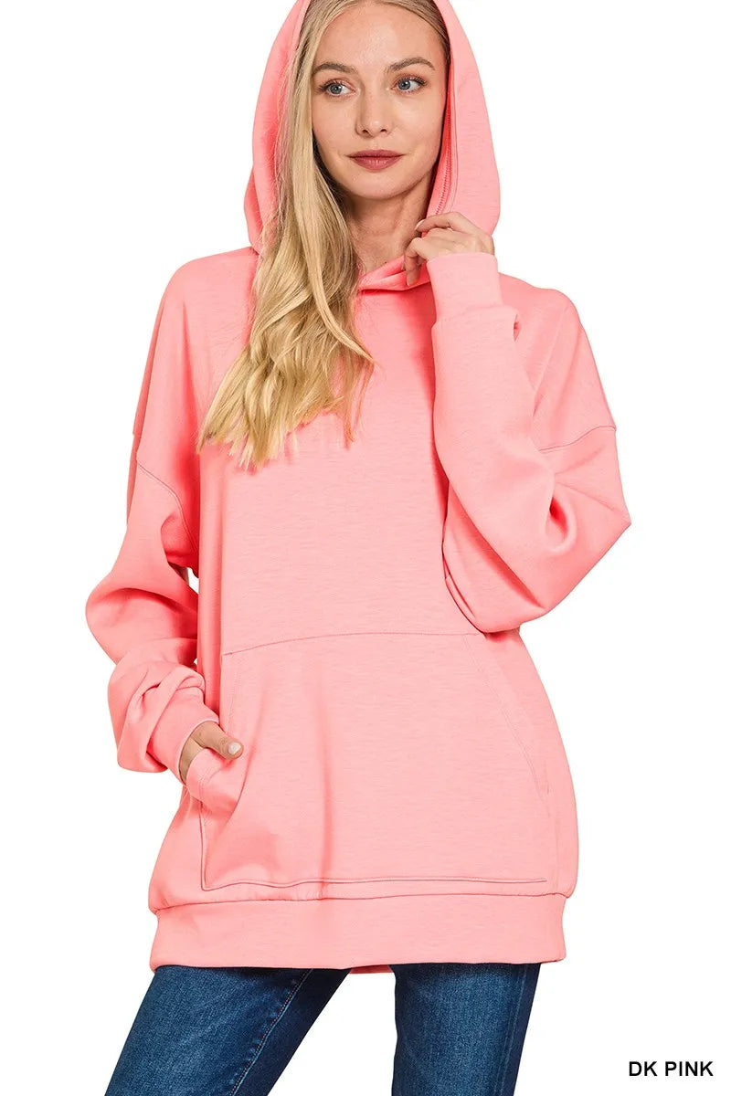 Oversized Scuba Hoodie with Kangaroo Pocket