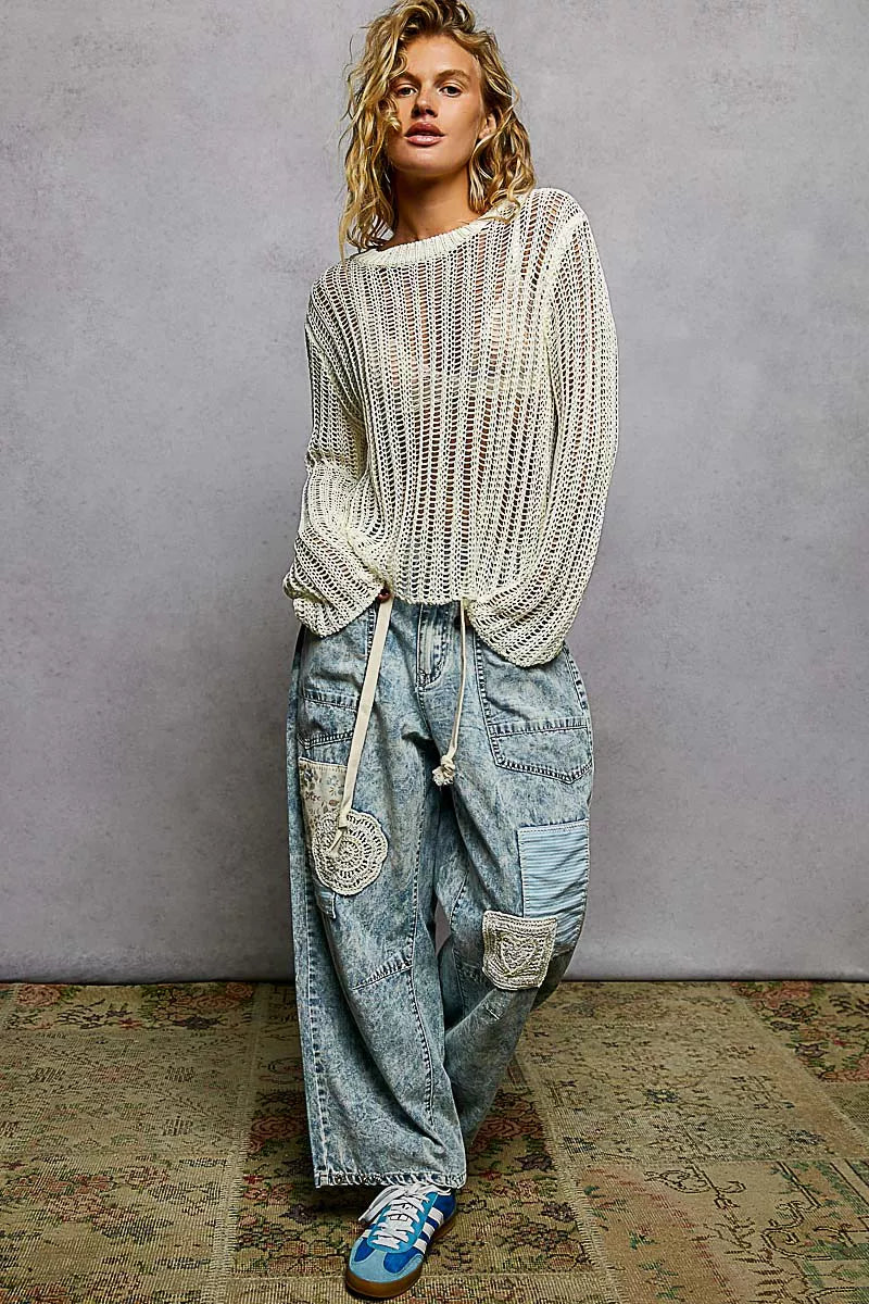 Openwork Round Neck Knit Cover Up
