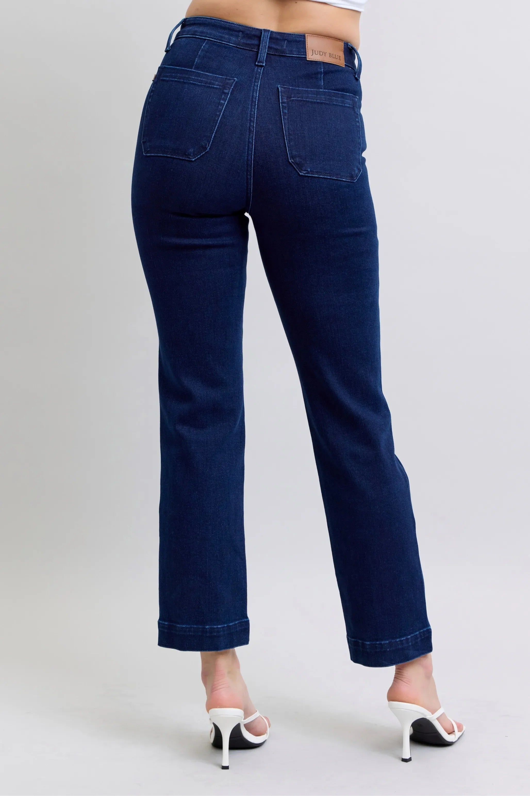 Full Size Hw Work Wear Knee Patch Straight Jeans Plus Size