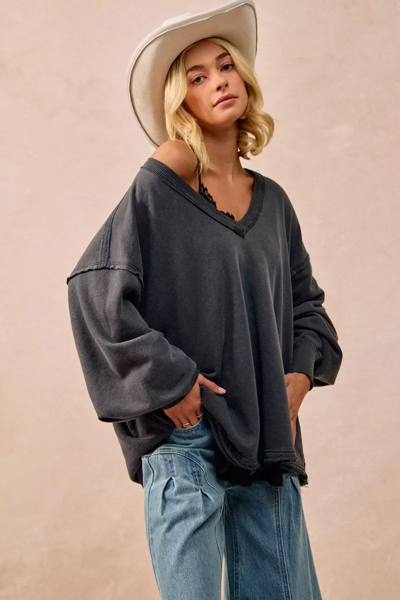 Mineral Washed French Terry Oversized Sweatshirt