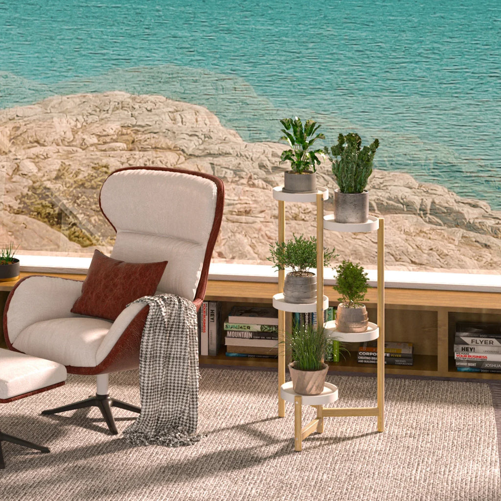 DecorBites™ 5-Tier Bamboo Plant Stand for Indoor and Outdoor