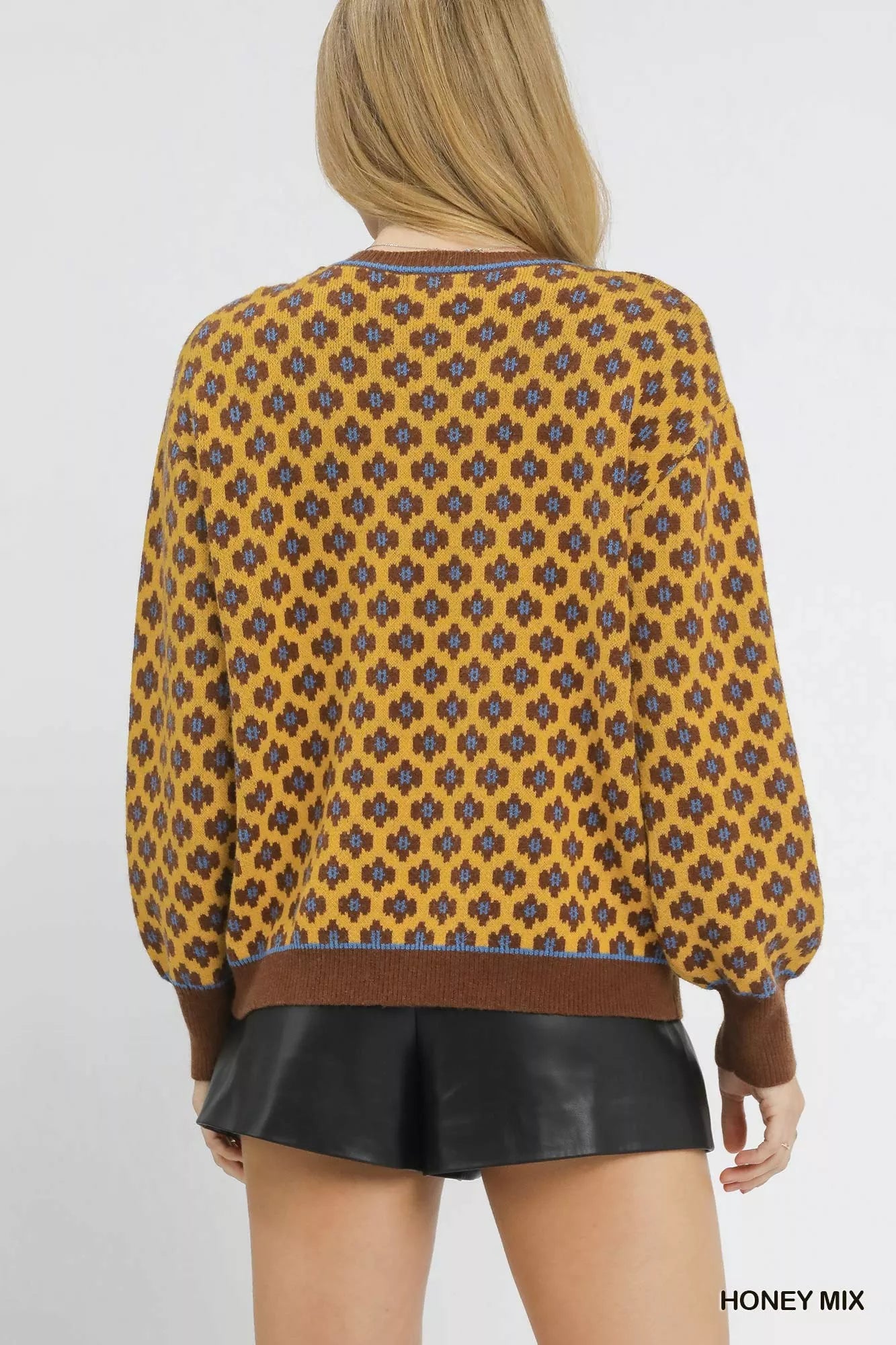 Abstract Print Crew Neck Sweater