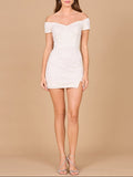 Sleek Off Shoulder Bridal Cocktail Dress