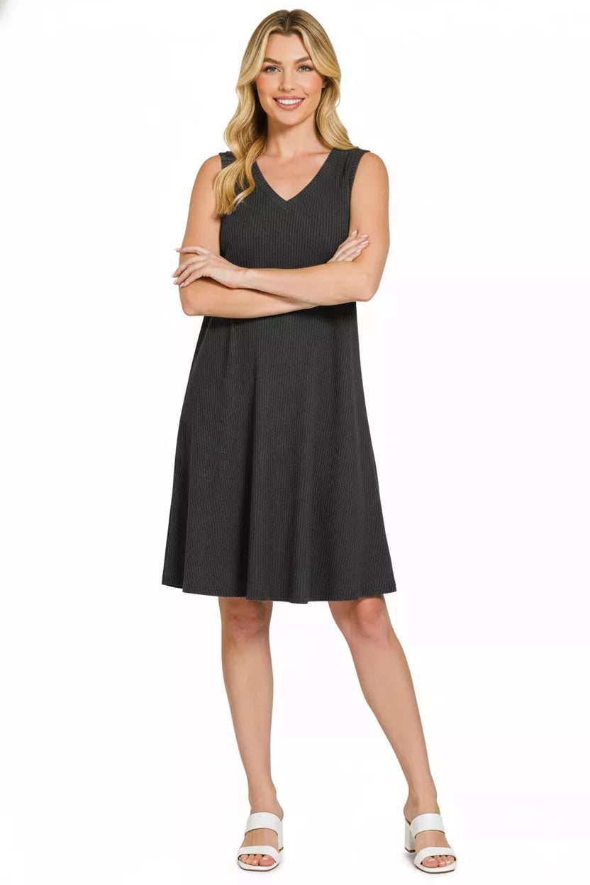 Raised Rib Sleeveless Mini Dress