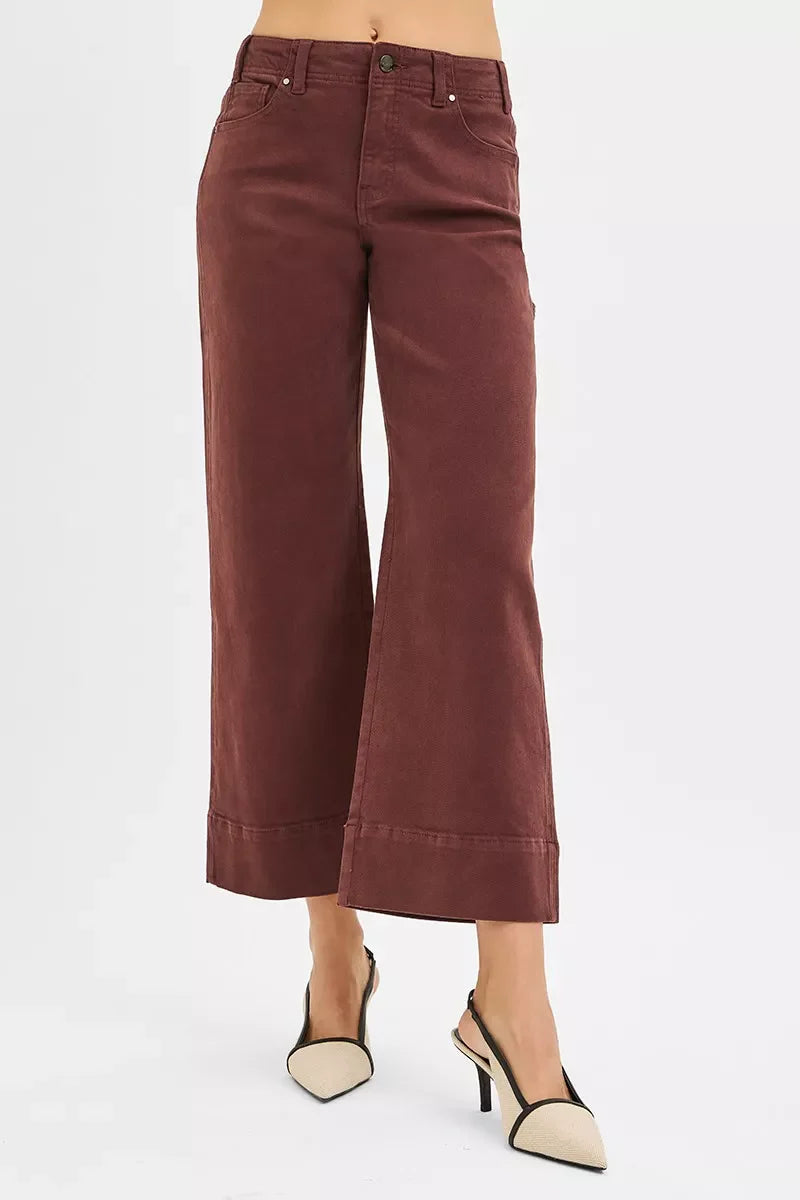 Tummy Control High Rise Crop Wide No Waist Band Pants