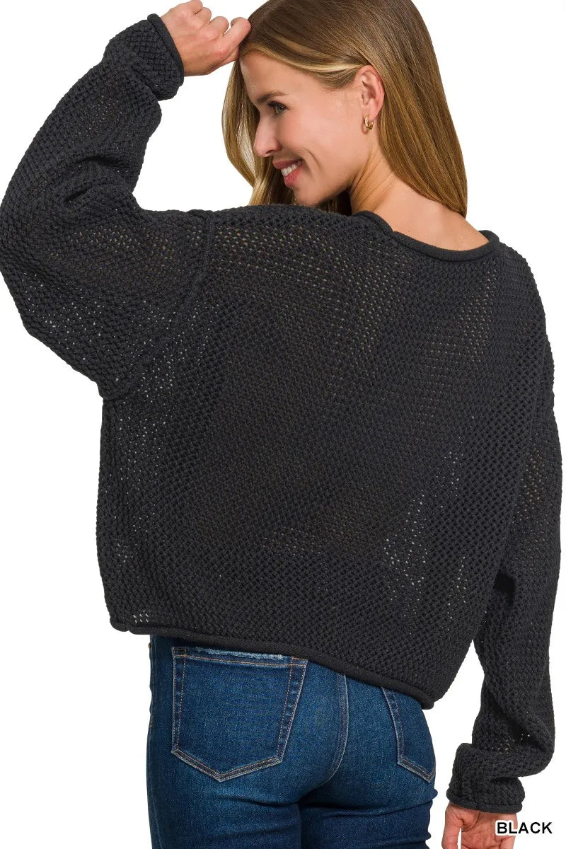 Textured Drop Shoulder Knit Top