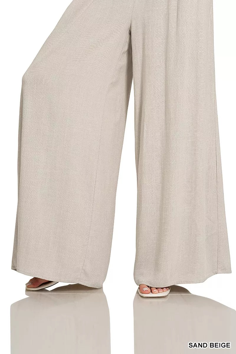 Smocked Waistband Wide Leg Lounge Pants