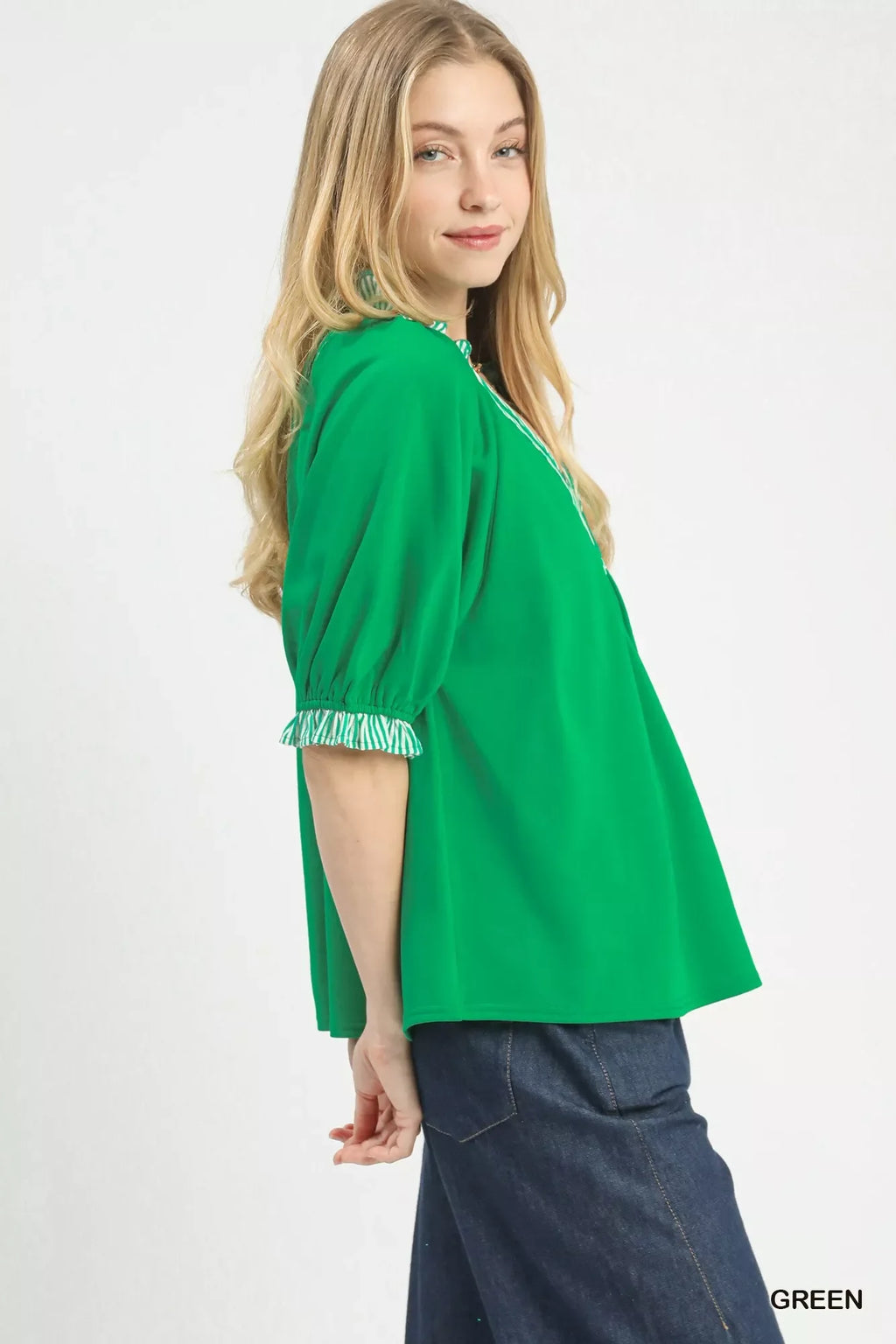 French Terry Collared Top