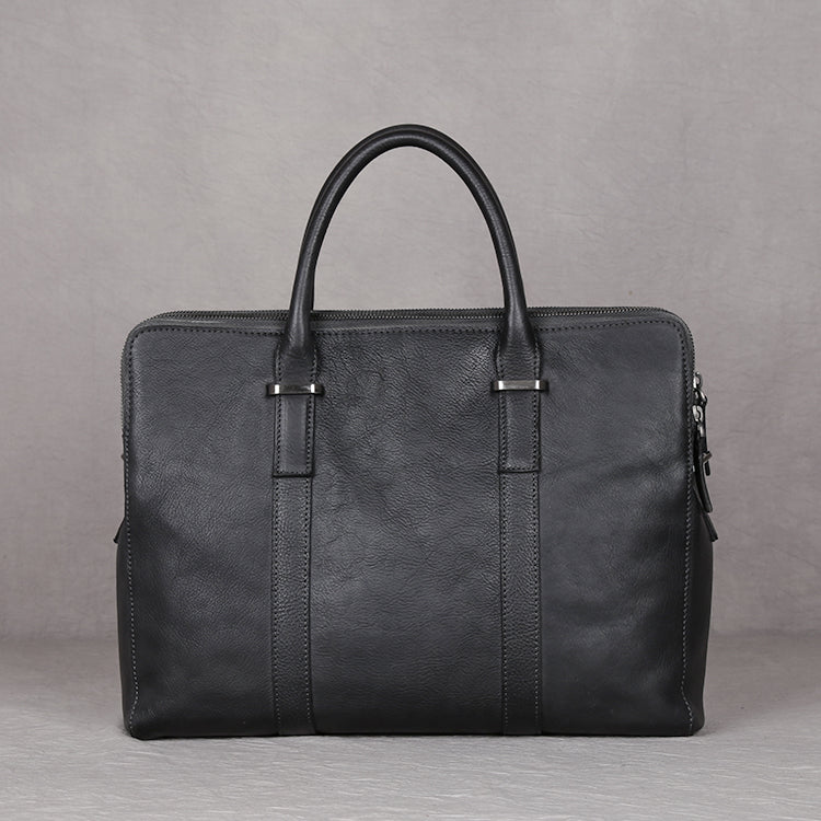 Vintage Vegetable Tanned Leather Men's First Layer Cowhide Casual Business Handbag