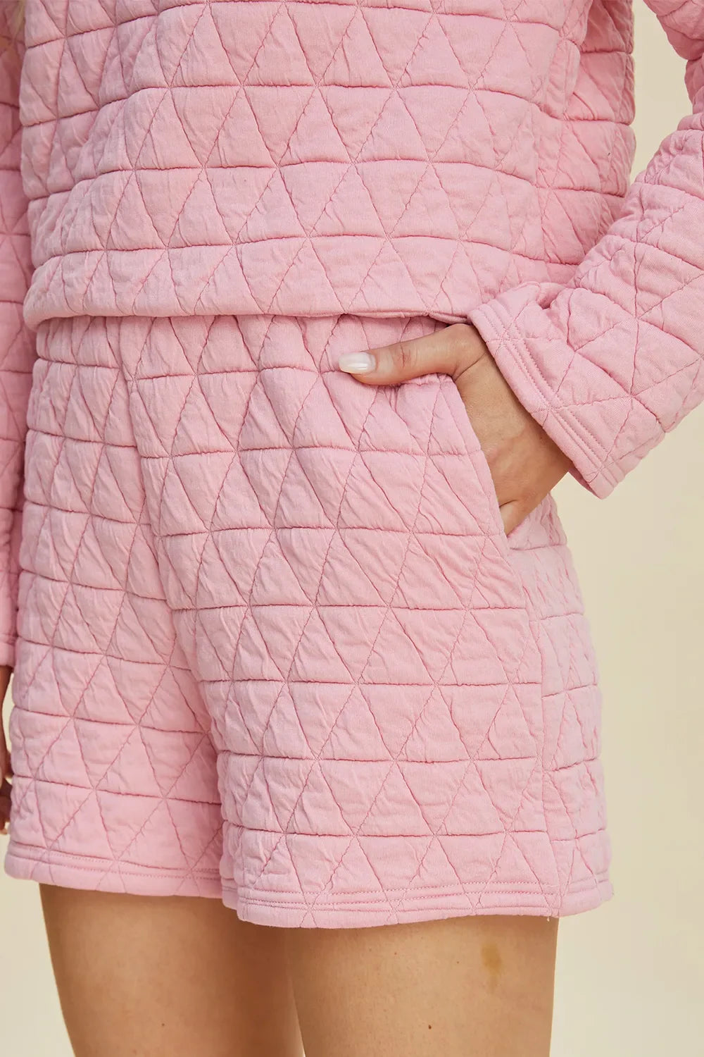 I am a Fashion junky Full Size Texture Round Neck Long Sleeve Top and Shorts Set