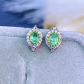 Natural Emerald S925 Silver Female Earrings