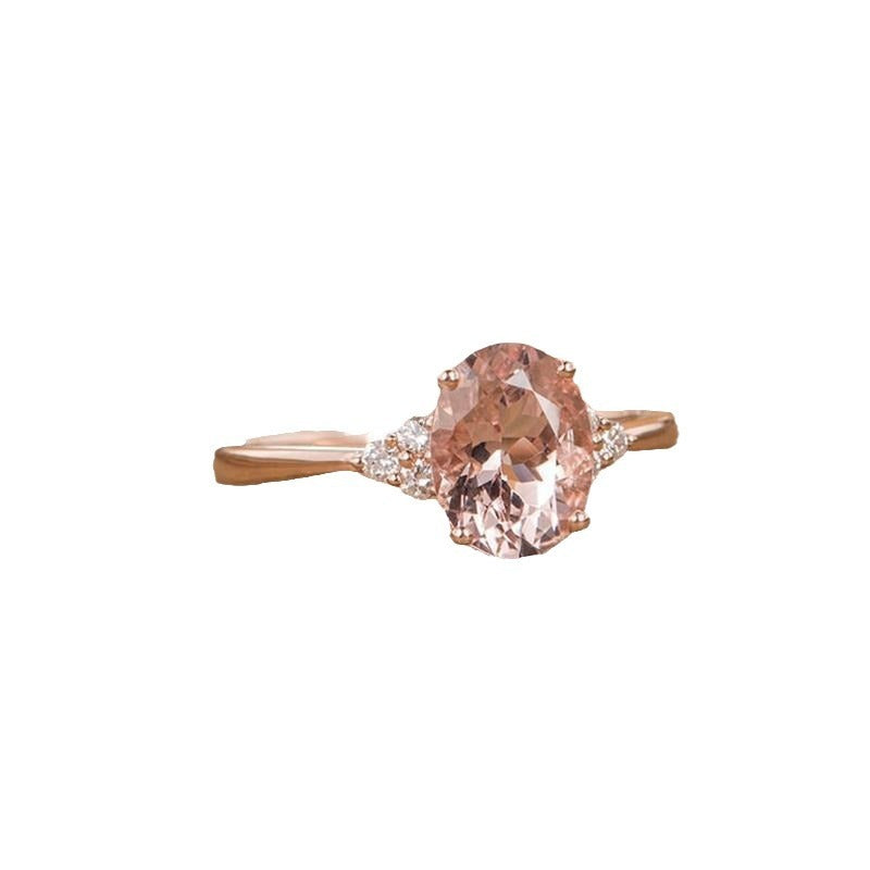Oval Zircon Ring Female European And American
