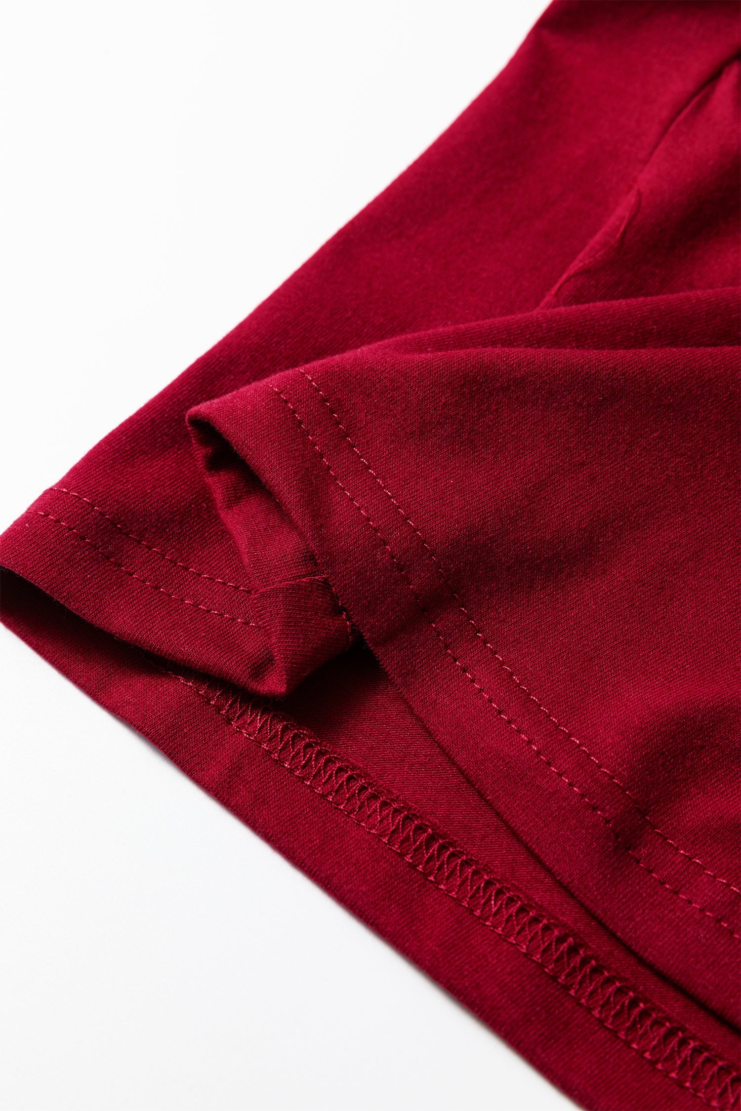 Burgundy Plus Size Solid Color Asymmetric Neck Short Sleeve Blouse